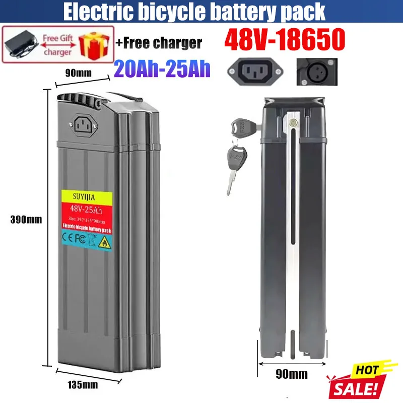 

Original 48V High Quality 17/20/25AH Silver Fish E-bike Battery 500W 750W 1000W High-power 18650 Lithium Ion Battery Pack