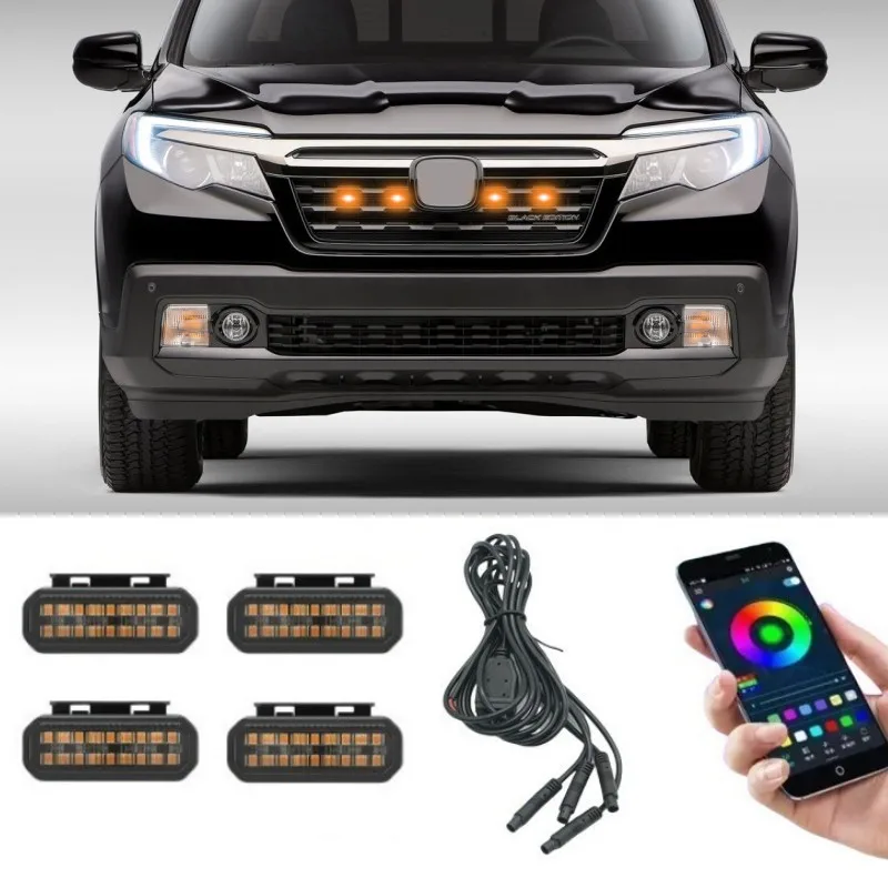 

18 светодиодных передних решеток для Honda Ridgeline 2017-2024, колесные лампы для бровей, автомобильные дневные ходовые огни для пикапа, бездорожья, 12 В