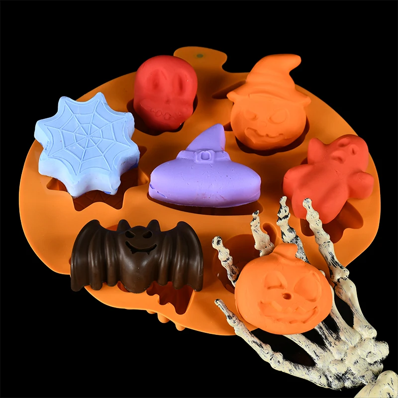 

Halloween Silicone Mold Ghost Pumpkin Bat Skull Chocolate Candy Cake Ice Cube Mould Halloween Cookies Biscuit Cake Baking Tools