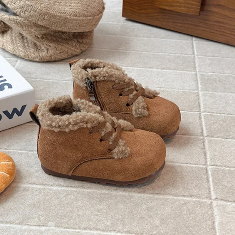 

Children Casual Cotton Boots for Girls 2025 Winter New Fashion Korean Style Soft Bottom Anti-slippery Versatile Outside Shoes