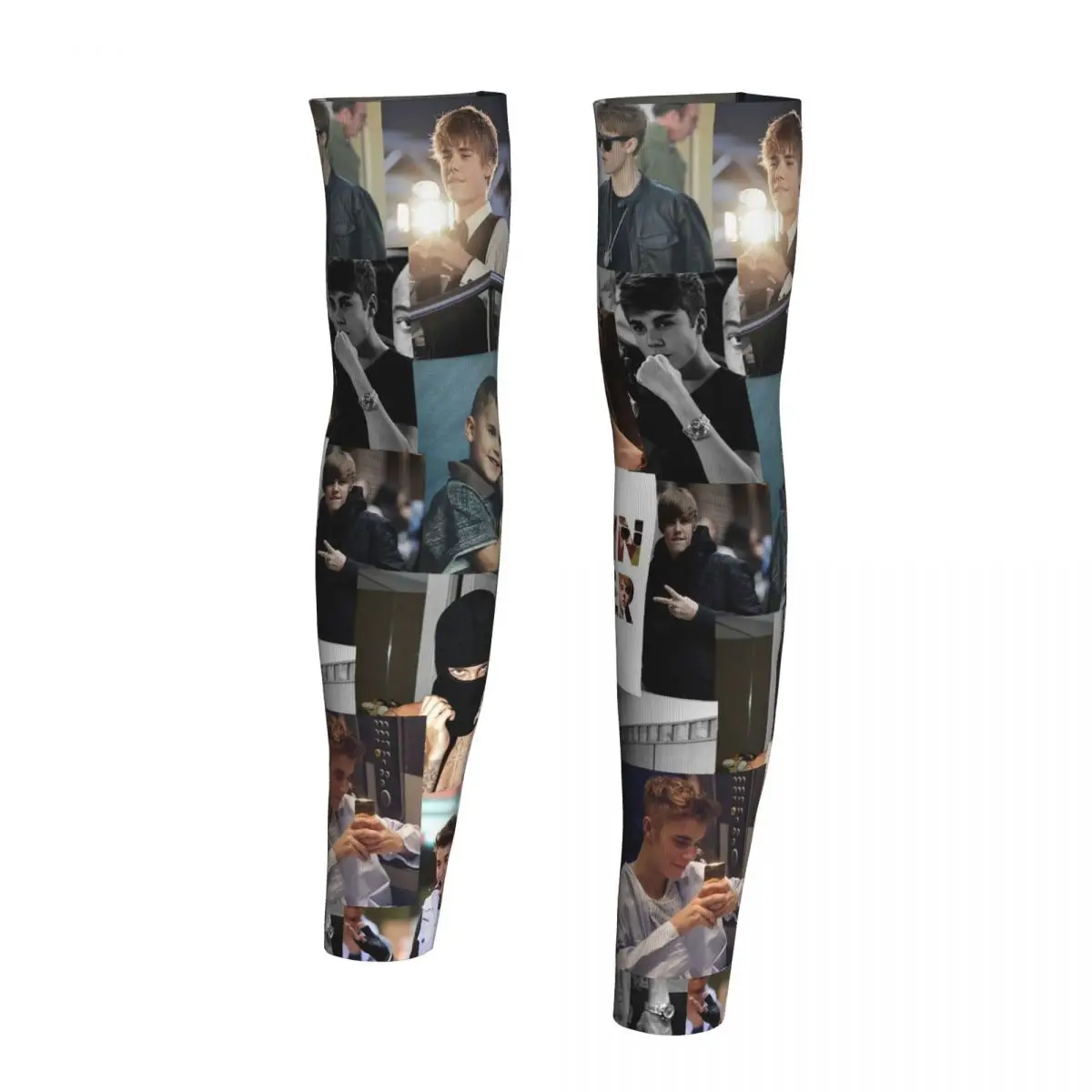 저스틴 비버 콜라주 팔 슬리브 남녀공용 자외선 차단 타투 커버업 스포츠 쿨링 사이클링