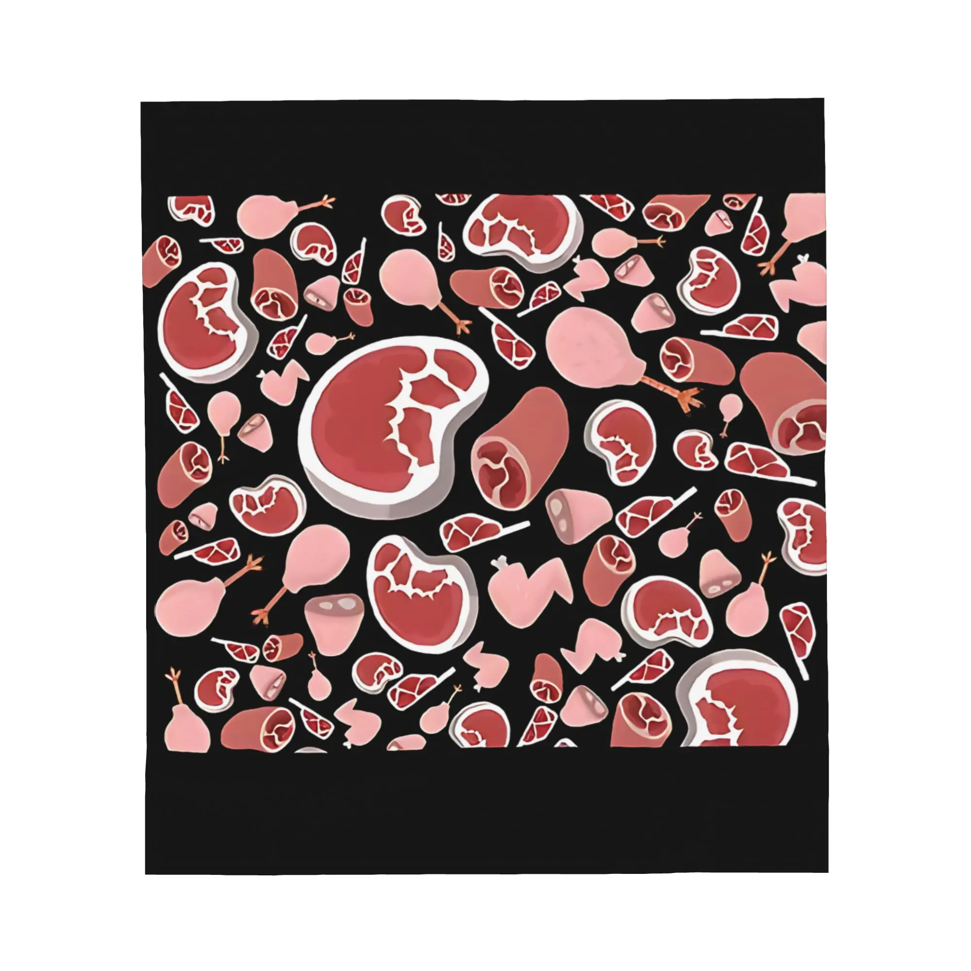 1PC Seamless Butcher Meat Pattern  Blanket Throw Super Cosy Plush Living Room Sofa
