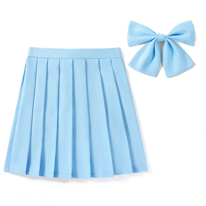 XS-5XL 여성 주름 스커트 넥타이 Bowtie 하라주쿠 프레피 미니 일본 학교 교복 소녀 여름 카와이 짧은 치마 소녀