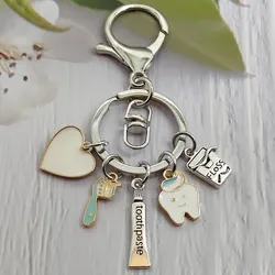 New Fashion Dentist Enamel Toothbrush Toothpaste Tooth Keychain Dental Assistant Gift Dental Love Care Keychain