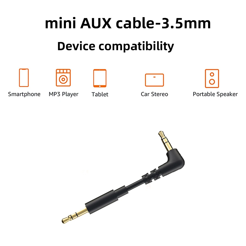 Mini Audio Cable 3.5mm Jack 90 Degree Right Angle Audio Input Adapter Auxiliary Cable Compatible with Car Audio Speakers
