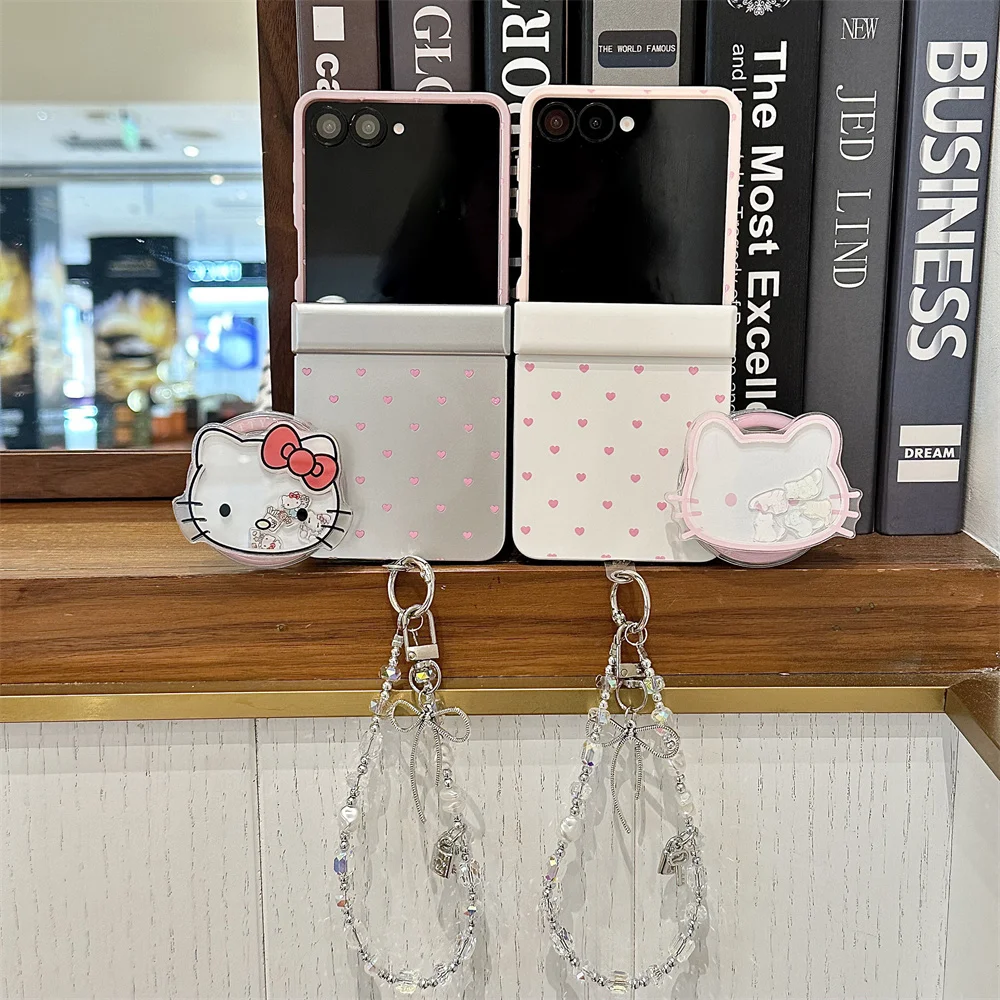 

Cute Little Love Magnetic Phone Case for Samsung Galaxy Z Flip6 Flip7 7FE Flip5 4 3 Flip6 7 Cover With Magsafe Hellokitty Stand