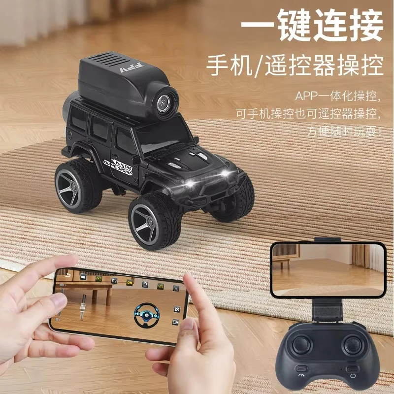 

1:64 Радиоуправляемая машина с камерой, сплав, дистанционное управление, внедорожная игрушка для Defender & Wrangler, приложение, передача изображения, Рождественский подарок