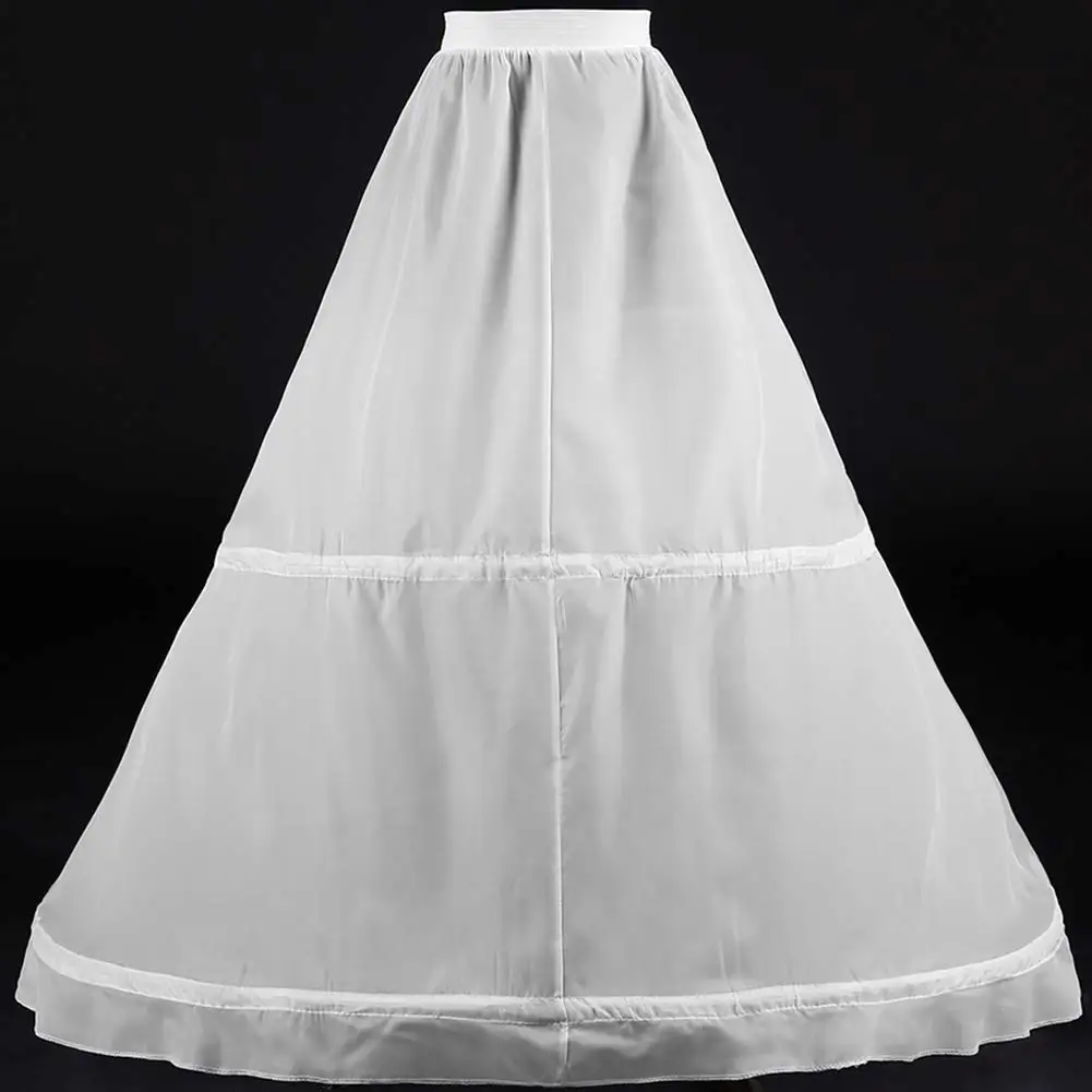 Women's 2 Hoops Bridal Crinoline White Petticoat Half Slip Underskirt Wedding Dress Bride Pannier Petticoat