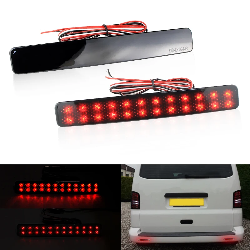 2 pçs vermelho amortecedor traseiro refletor led cauda parar luz de freio para vw t5 transportador lâmpada nevoeiro traseira oem #   7E 0945105 C, 1485999 , 14245773