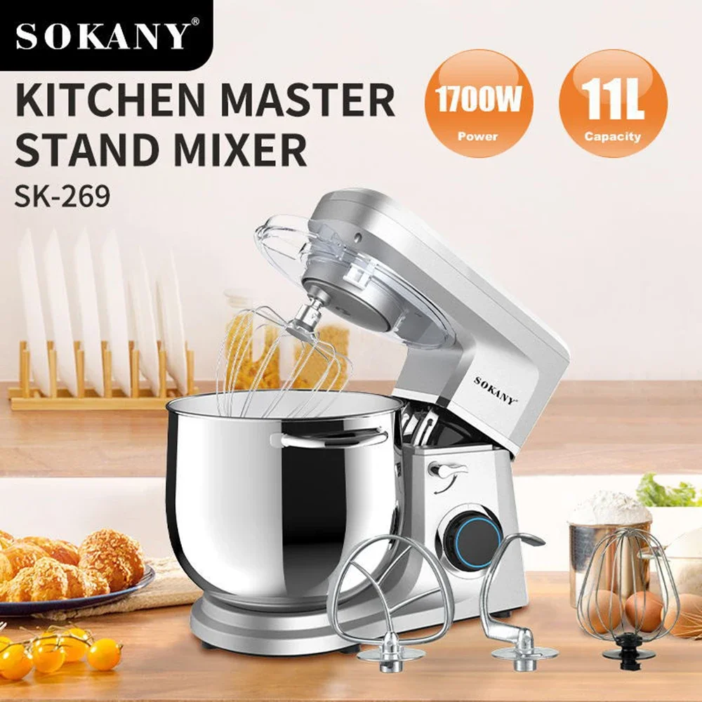 Kitchen Baking Appliances, Large Capacity Stereo Mixer, 220V Household Appliances, Chef Machine,Stainless Steel Kneading Machine