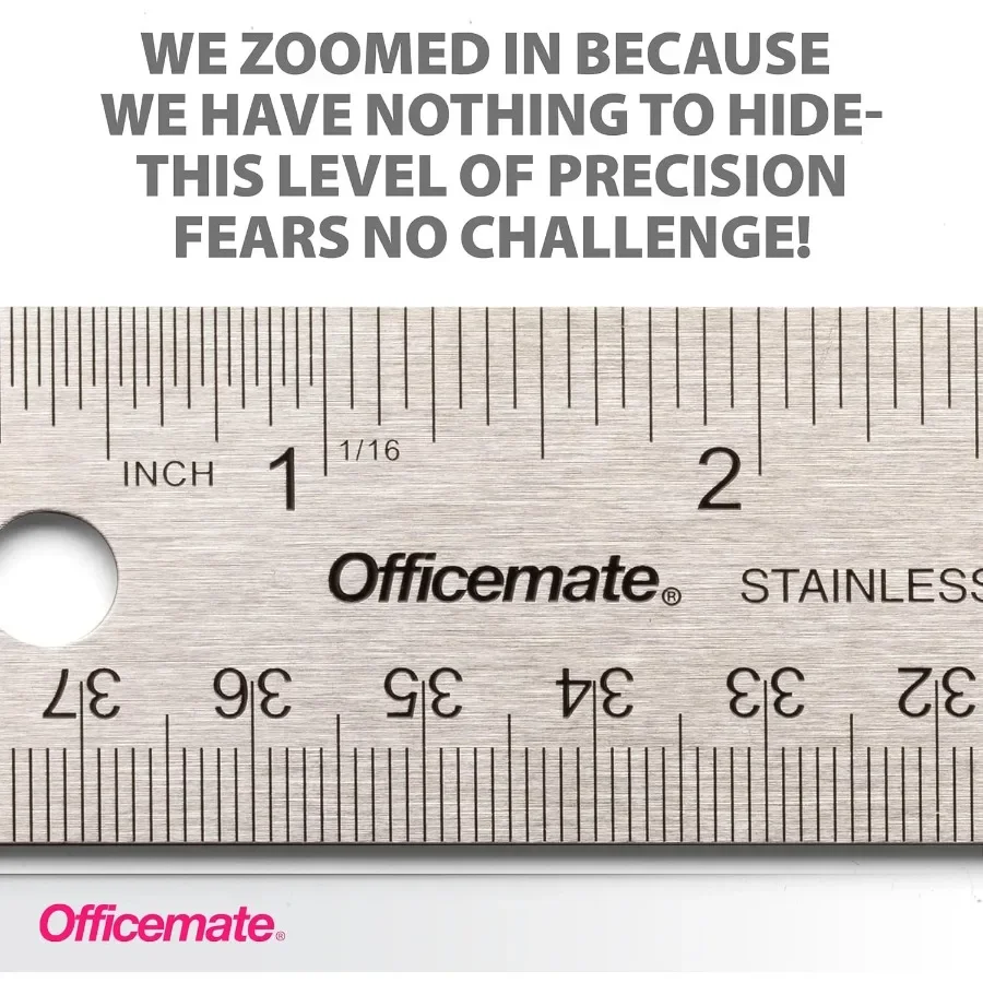 15-Zoll-Edelstahllineal, Metalllineal mit metrischer Zollskala, silberne Präzisionsmessung