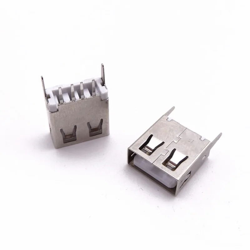 For USB female seat vertical usb 2.0 vertical 13.7 straight plug 180 degrees straight edge straight foot SMD iron shell