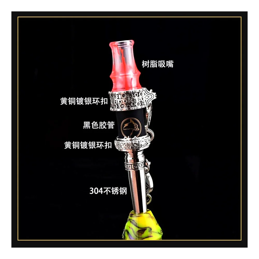 Portable Arab Shisha Accessories - Dual-Use 304/Titanium Alloy & Resin Suction Nozzles with Neck Chain
