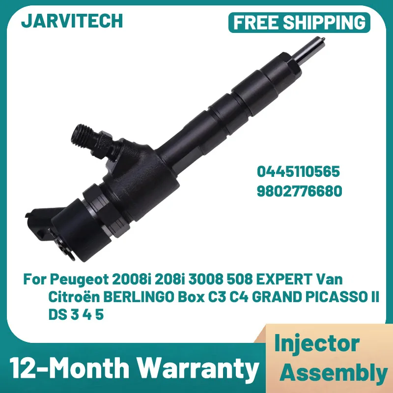 

New Diesel Fuel Injector 0445110565 9802776680 For Peugeot 2008i 208i EXPERT Van Citroën BERLINGO C3 C4 PICASSO II DS 3 4 5