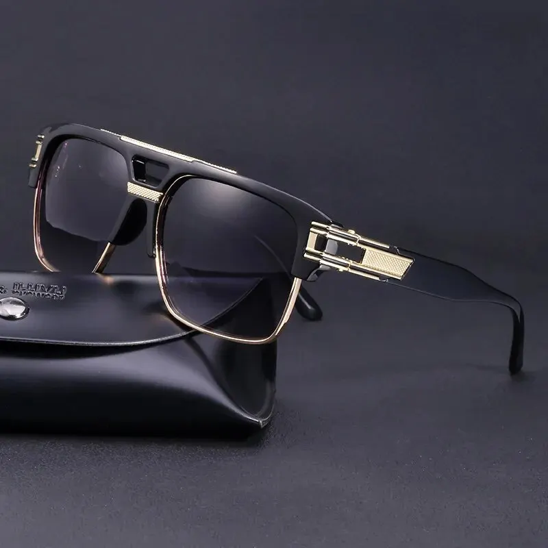 European And American Fashion Sunglasses Transparent Frame Glasses Cross Border Men And Women Retro Square Frame Sunshade Mirror image 3