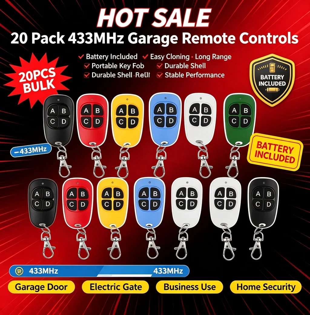 10pcs Remote Control 433mhz Car Key Garage Door Gate Opener Controller Duplicator Clone Cloning Code