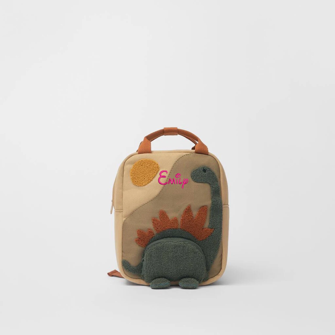 

Personalized Embroidery Small Dinosaur Backpack Schoolbag Custom Embroidered Cartoon Canvas Kindergarten Children Backpack Bag