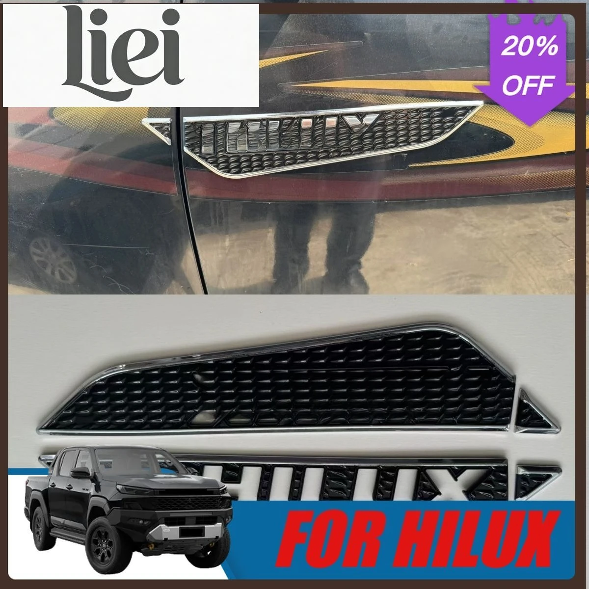 Para Toyota Hilux REVO 15-25: Cubierta Decorativa con Logotipo Hilux para Guardabarros y Puerta, Accesorios Exteriores de Repuesto, Embellecedor Personalizado para Coche