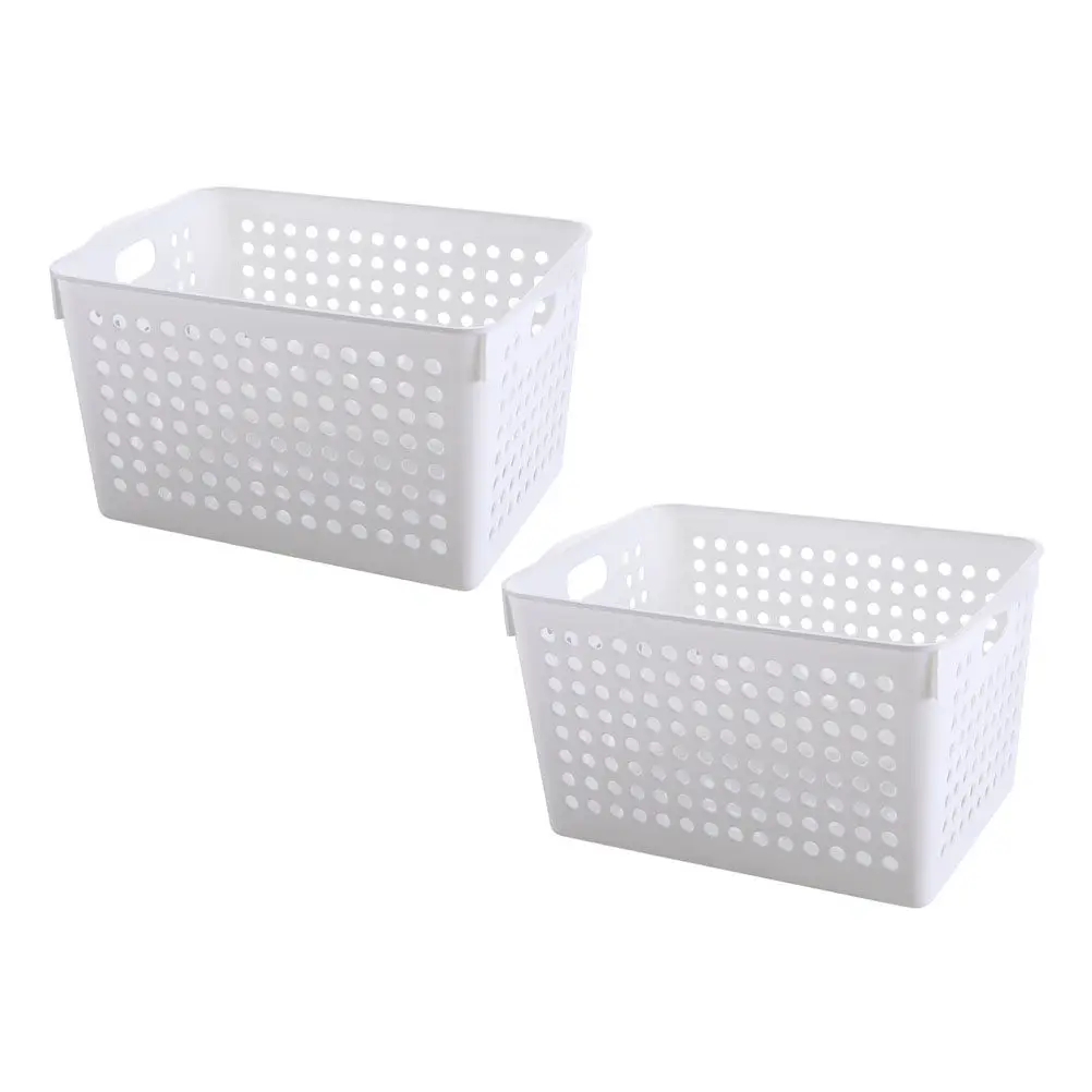 2pcs Snack File Storage Box Plastic Desktop Organizing Basket For Kitchen Cosmetics Sundries Organizer Household Supplies