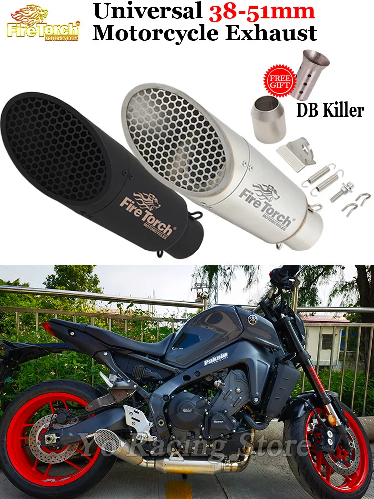 Uniwersalny tłumik motocyklowy 51mm z siatką DB Killer, modyfikowany tłumik do Kawasaki, Yamaha R1 R6, DUKE 1290 — 2