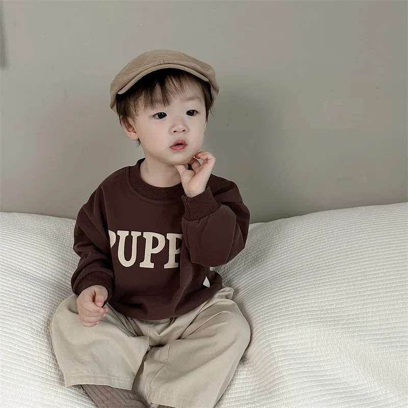 

Children Letter Hoodie Set Autumn Korean Children Clothing Baby Casual Pants Two-piece Set Boys and Girls Autumn Clothing