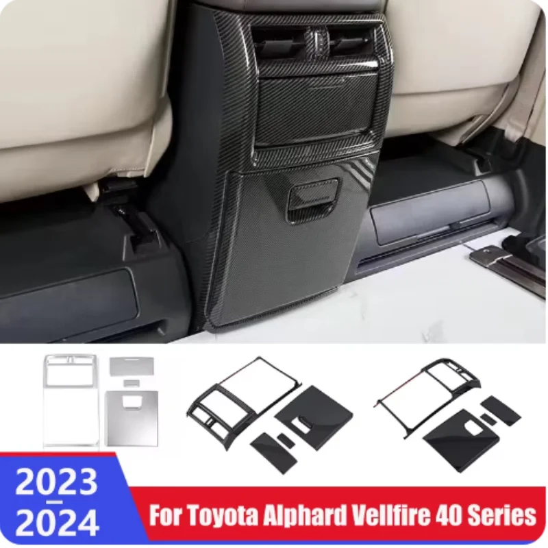 

For Toyota Alphard Vellfire 40 Series 2023 2024 ABS Carbon Armrest Box Rear Seat Air Conditioning Vent Decorative Frame Sticker