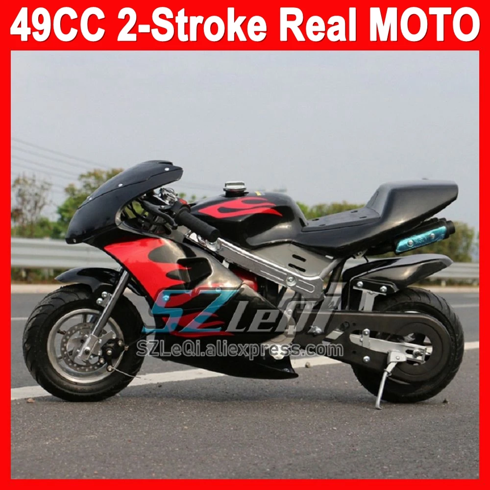 50CC 2 Stroke Gasoline MINI MOTO Real Street Motorcycle For Children Boy Girl Child Student Men Women Sports Racing Pocket Bike