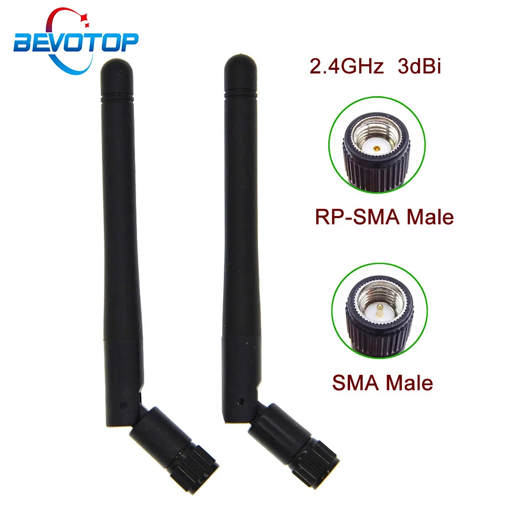 2 sets/lot 2.4GHz 3dBi WiFi Antenna Aerial SMA RP-SMA Male Connector Wifi Antenna For Wireless Router Antennas +15cm  Cable