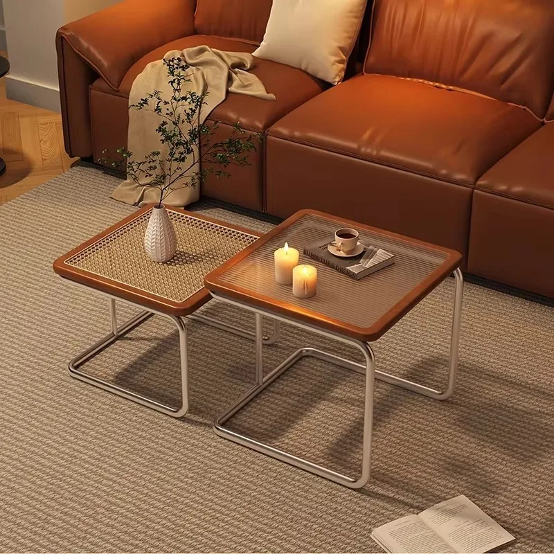 

Luxury Metal Luxury Coffee Tables Unique Simple Table Basse De Salon Living Room Furniture Square Aesthetic Side Table