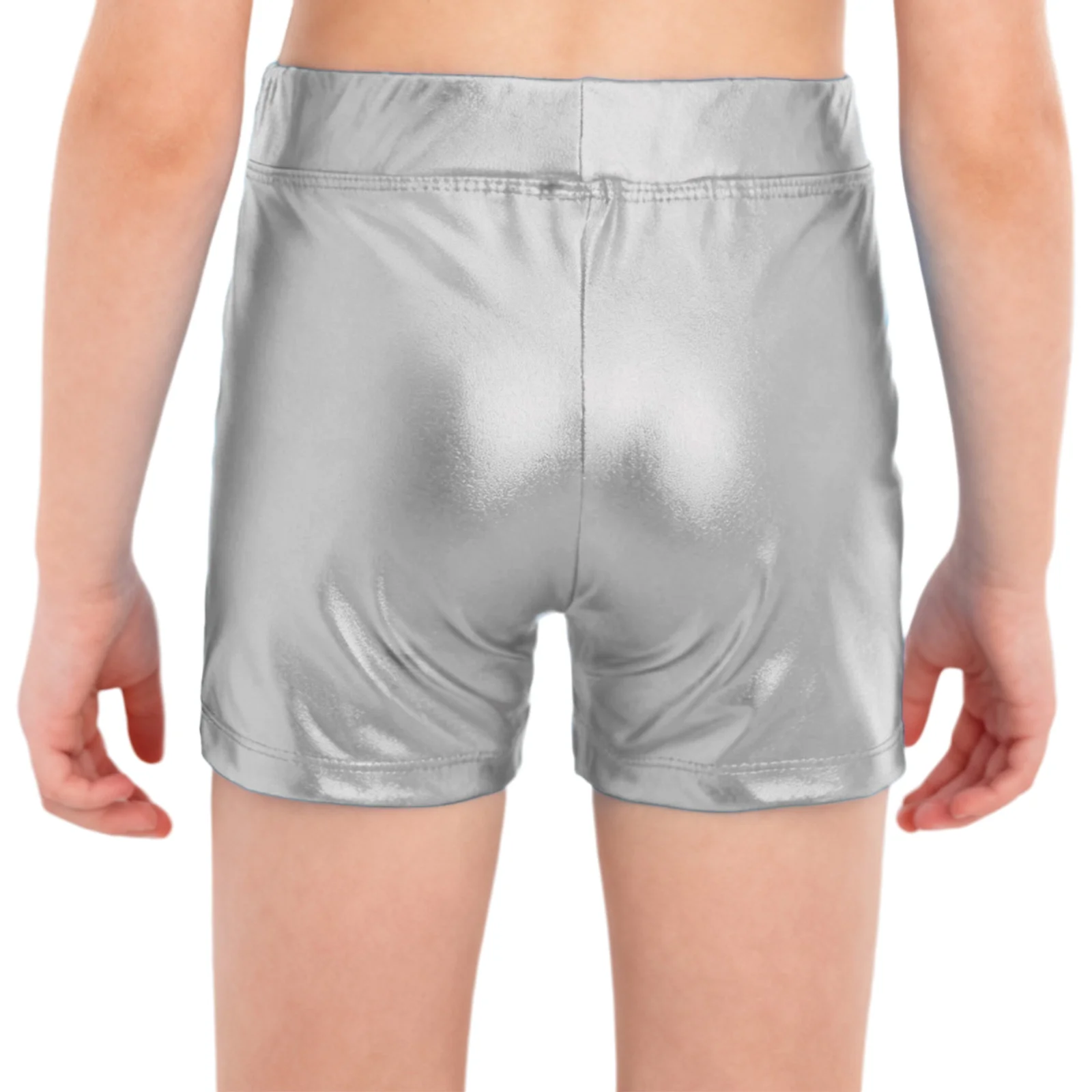 Kids Girls Metallic Hip Hop Jazz Dance Shorts Elastic Waistband Shiny Hot Pants School Show Cheerleading Dancewear Streetwear