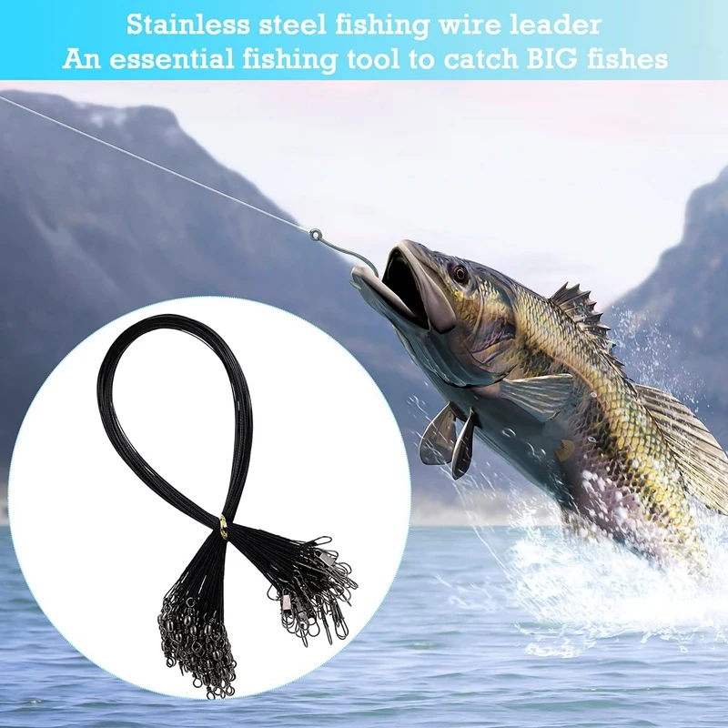 72Pcs Anti-Bite Fishing Wire Trace Leaders Lure Wire Trace Pike Traces Wire 15Cm 20Cm 25Cm Trace Leaders With Snap