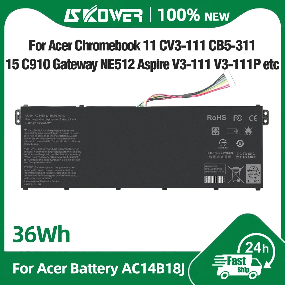 New 11.1V AC14B18J Laptop Battery for Acer Aspire E3-721 E5-771 E5-771G ES1-311 511 V3-111 Chromebook C810 C910 B115-M AC14B13J