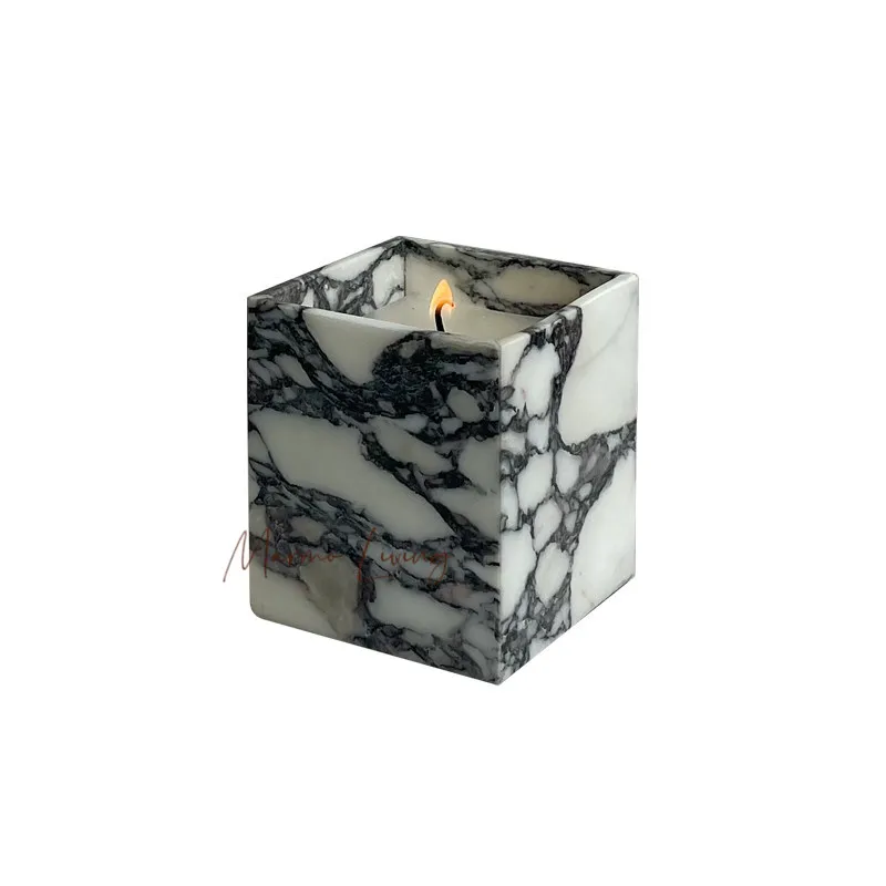 

Nordic Calacatta Violet Luxury Natural Marble Aromatherapy Candle Holder Villa Decor
