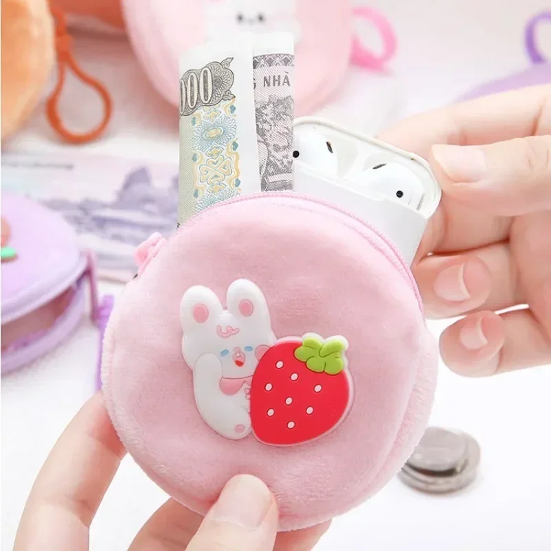 Zero Wallet Portable Plush Coin Bag Hanging Earphone Bag Girl Gifts Kawaii Cartoon Rabbit Coin Wallet Children Cute Plush Animal