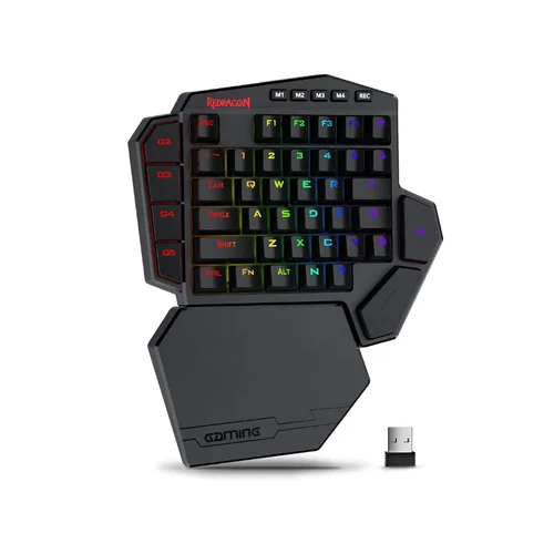 Imagen 1 del producto Redragon K585 PRO Teclado mecánico inalámbrico de una mano 42 teclas 3 modos RGB 7 teclas macro integradas soporte de muñeca desmontable