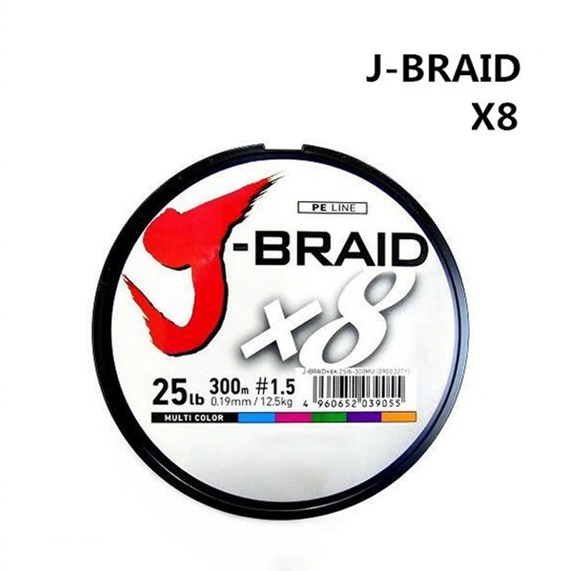 SEA FISHING  J-BRAID 8A 300M 3 COLORS  8 wire braid line monofilament 14-100lb 8 braided fishing line made in japan pesca