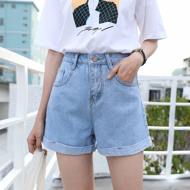 

High Waist Loose Fit Women's Denim Shorts Summer New Style Korean Version Student Friendly Versatile Wide Leg Hot Pants