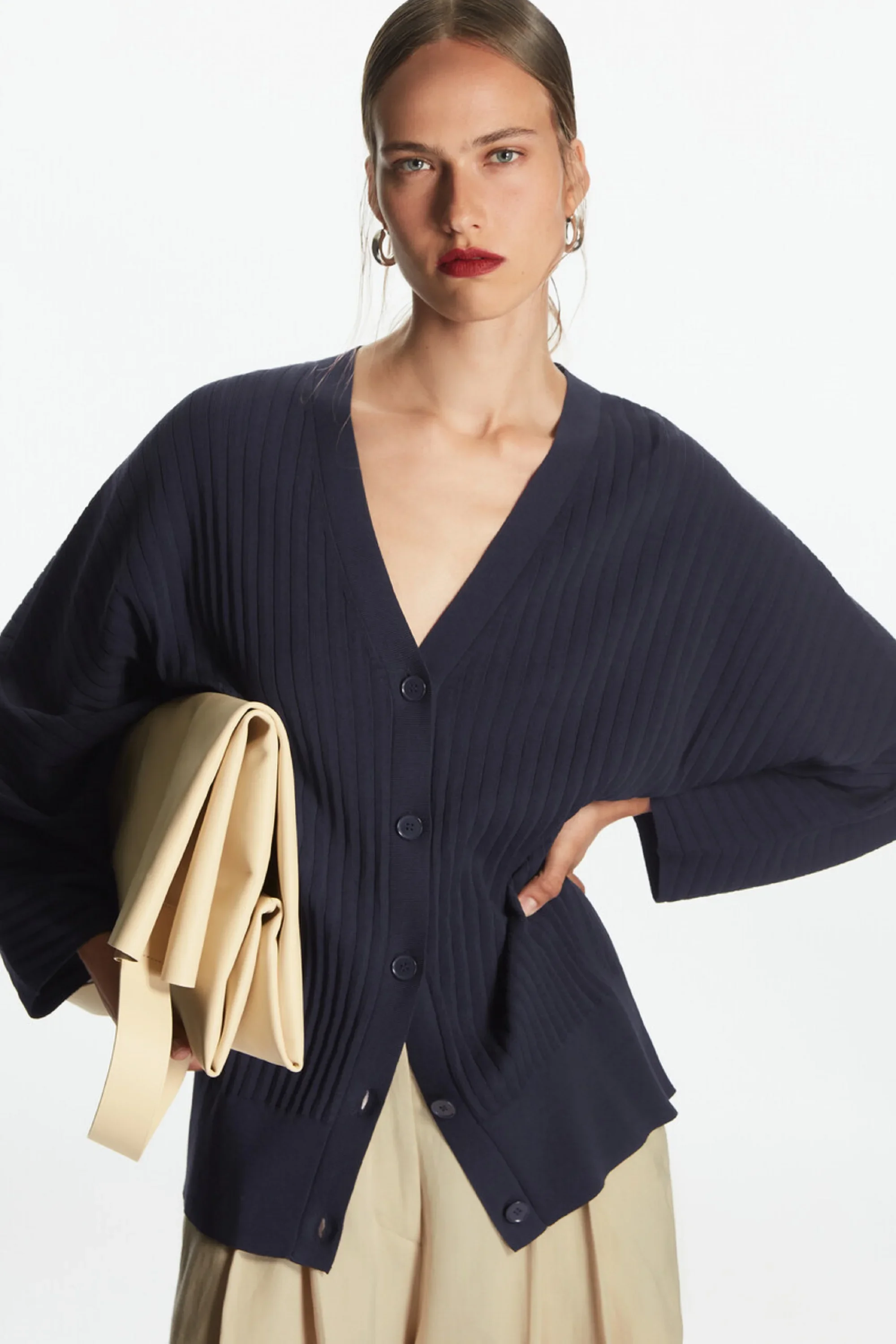 

Ethereal MD 2025 YAZHIMEI autumn new style of Women's casual loose ribbed cardigan with shoulder sleeves