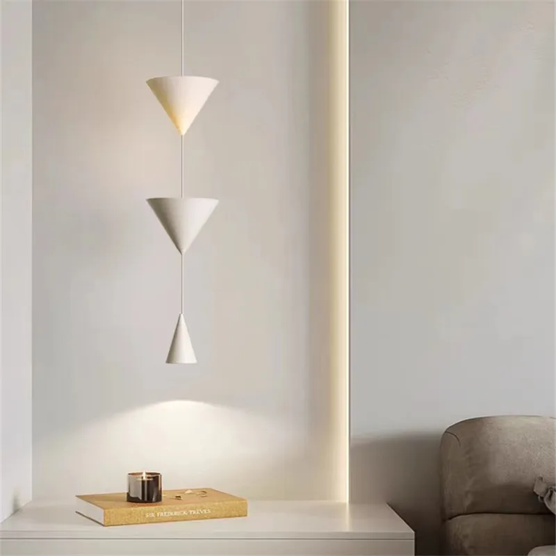 Imagem -06 - Nordic Long Linear Pendurado Lâmpada Cone Branco Preto Pendant Light Sala de Estar Quarto Cabeceira Sala de Jantar Mini Decoração Corredor