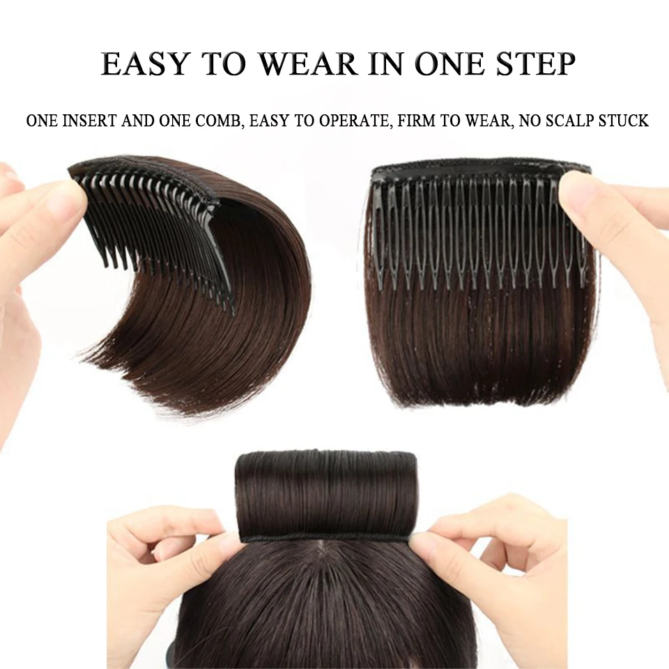 Synthetic Wigs Hair Extension Women Hair PiecesInsert Comb Invisable Hair Pads Clip In False Hair Pieces Thickened Hair Root Pad