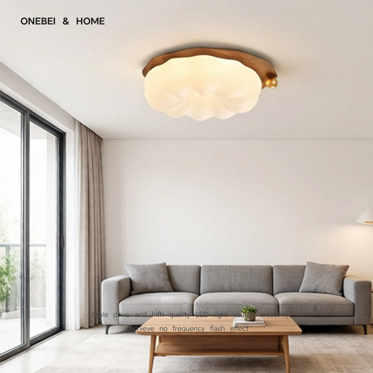 Modern Ceiling Light Walnut Color Retro Pumpkin Light Living Room Bedroom Dining Room Ceiling Decorative Light Home LED Lighting