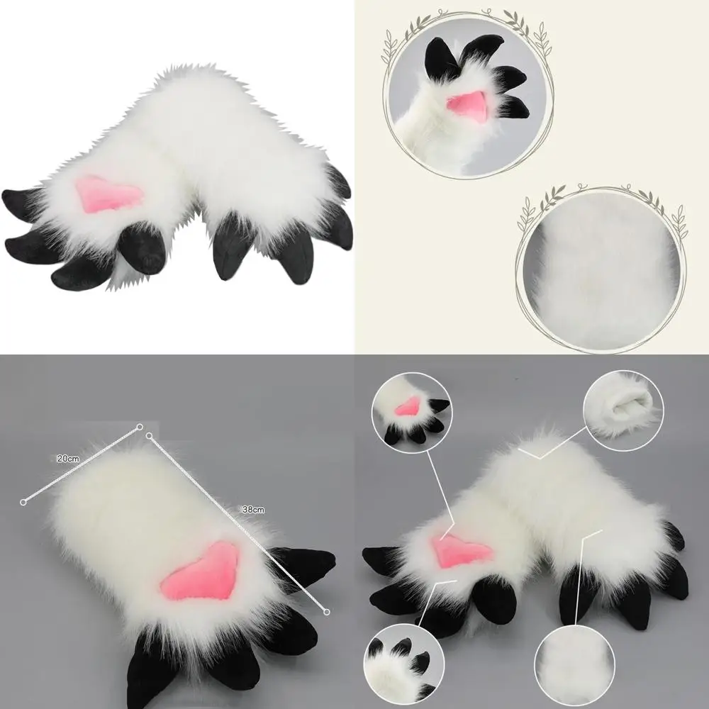 

Перчатки с пушистыми когтями дракона для костюмов для косплея на Хэллоуин и меховой костюм-перчатки с лапами динозавра, аксессуары