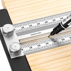 High-precision Scale Ruler T-type Hole Ruler Stainless Woodworking Scribing Mark Line Gauge Carpenter Measuring Tool