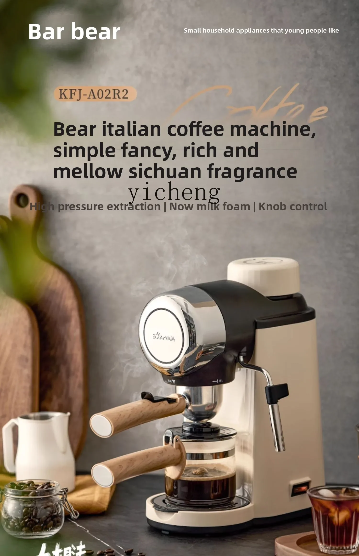

ZZ coffee machine household small high pressure extractor semi-automatic coffee pot steam milk foam