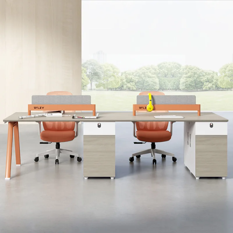 

Staff Desk Simple Wooden Staff Desk Multi-person with Screen Partition Office Furniture