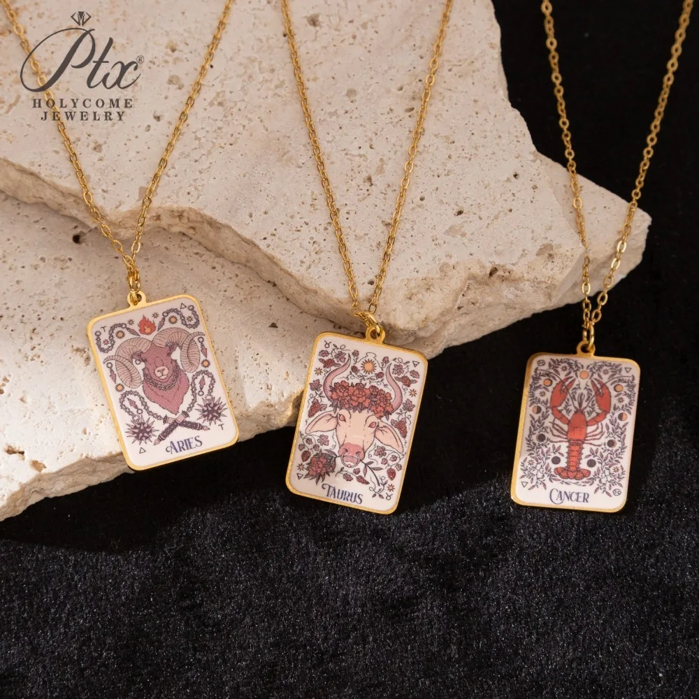 12 Sternzeichen Anhänger Halskette Unisex Design Tarot Schmuck Trendiges Geburtstagsgeschenk für Sie Einzigartige Kollektion im Angebot Großhandelspreis – Detail 6