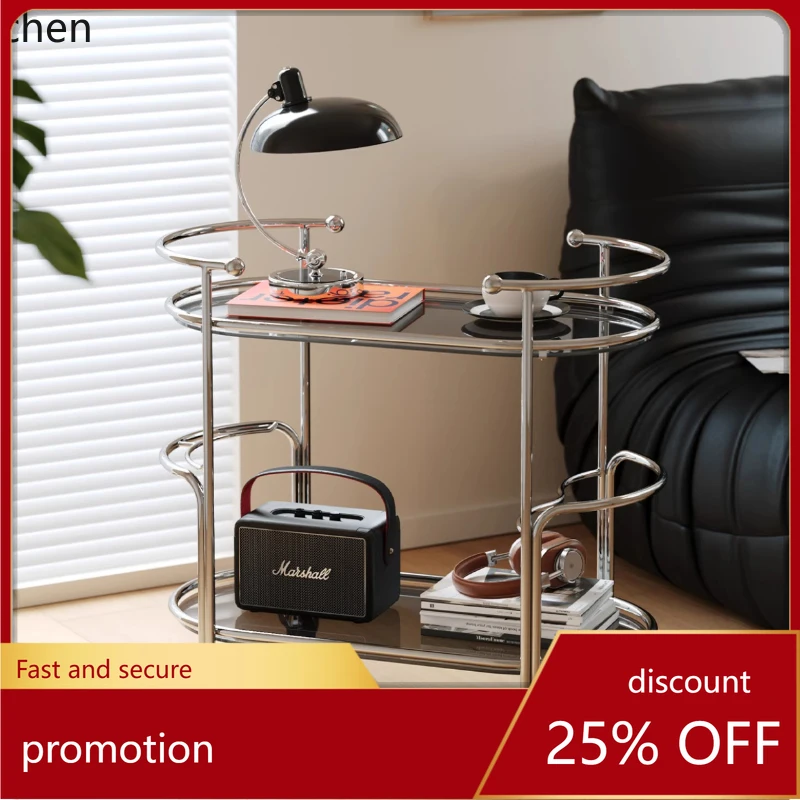 

CZ City Cart Home Movable Coffee Table Living Room Wine Cart Sofa Side Shelf