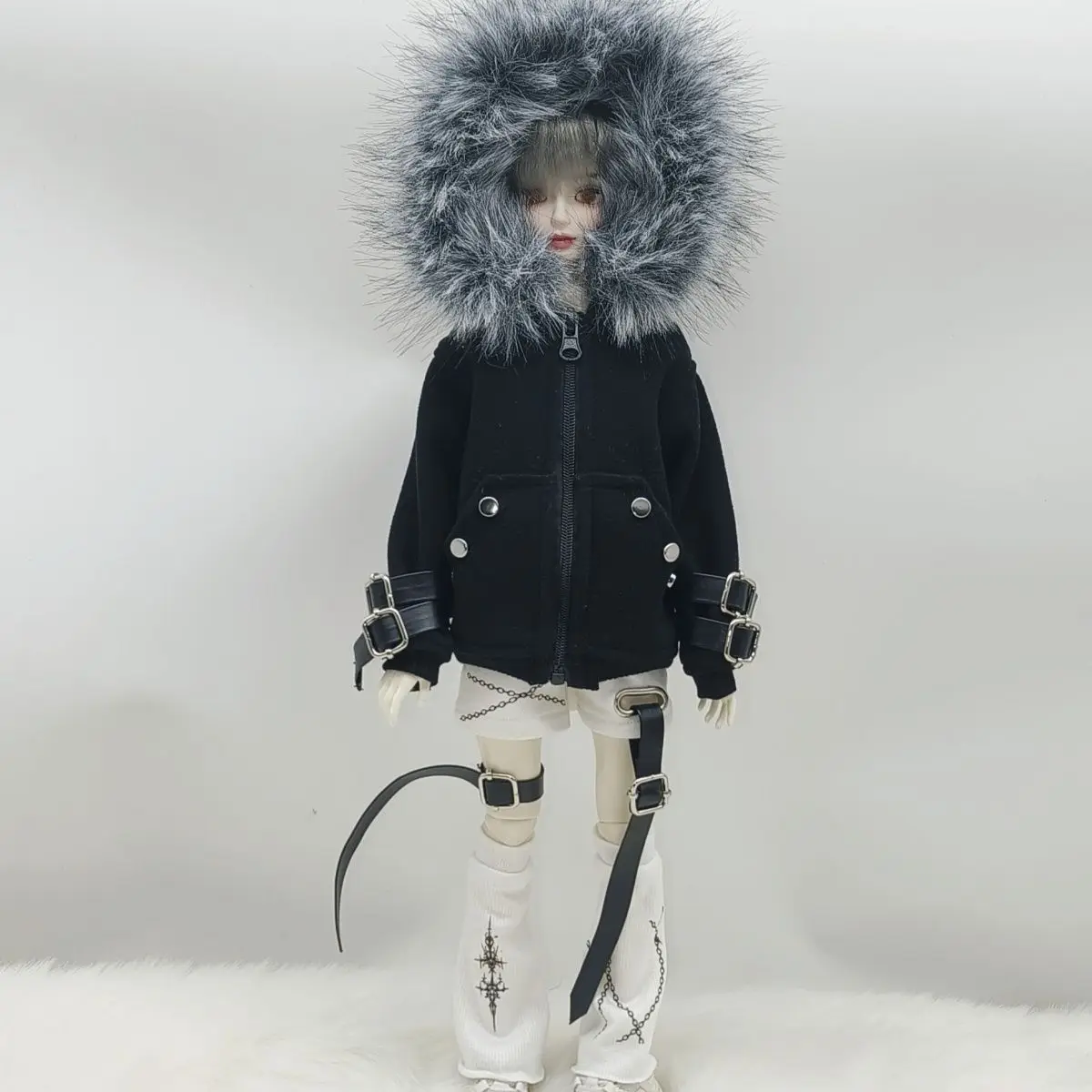 

1/4 1/6 Doll's Clothes for 45/30cm Male Female Bjd Doll Hooded Fur Collar Jacket Dress Up Toys Gift Doll Accessories, No Doll