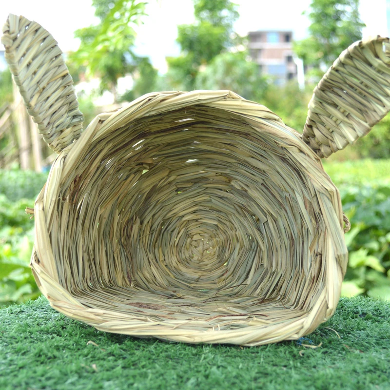 Rabbit Foldable Woven Cages Chinchilla Guinea Pig Bunny Grass Nest House Small Animal Rabbit Accessories