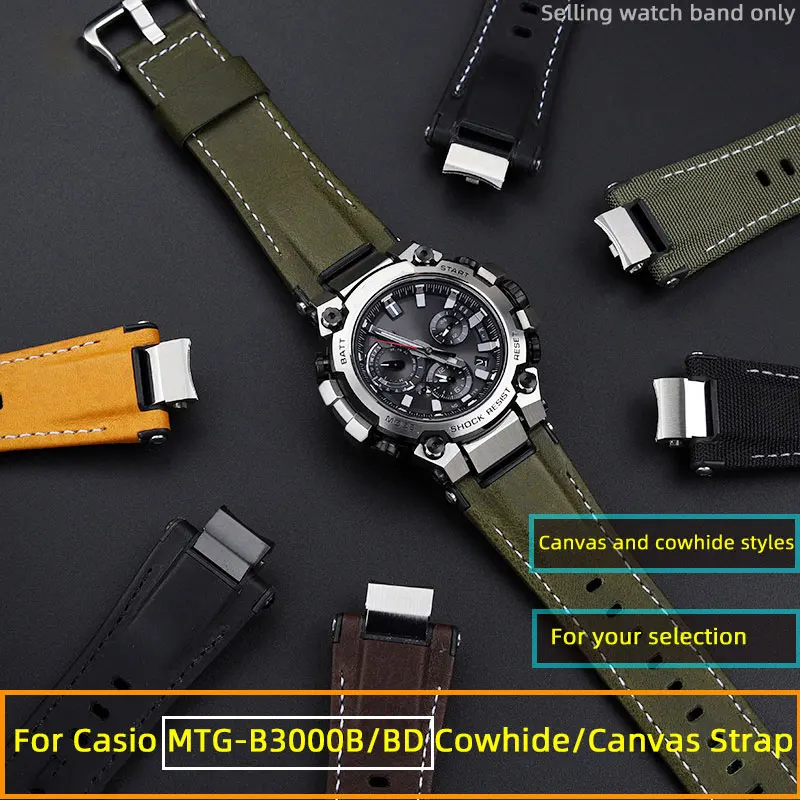 MTG-B3000 Modified Strap For Casio MTG B3000B/BD Leather Strap B3000 Canvas Strap Special Quick Release Whath Band Accessories